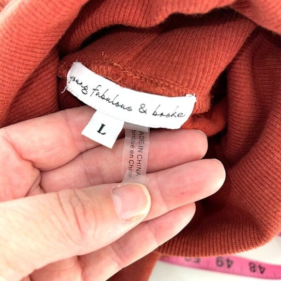 Young Fabulous & Broke Turtleneck Sweater Dress Large Asymmetrical Zipper Orange - Picture 4 of 13